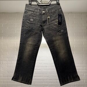 Lady Enyce Women's Square Stitch Jeans Dark Wash Low Rise Size 28 MSRP‎ 71.00